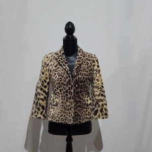 Leopard print velvet blazer Talbots Petites Kate sz 2P